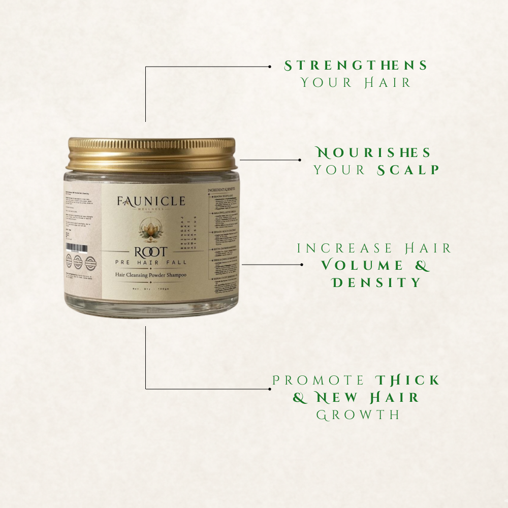 Root: Pre Hair Fall, Hair Cleansing Powder Shampoo | Faunicle