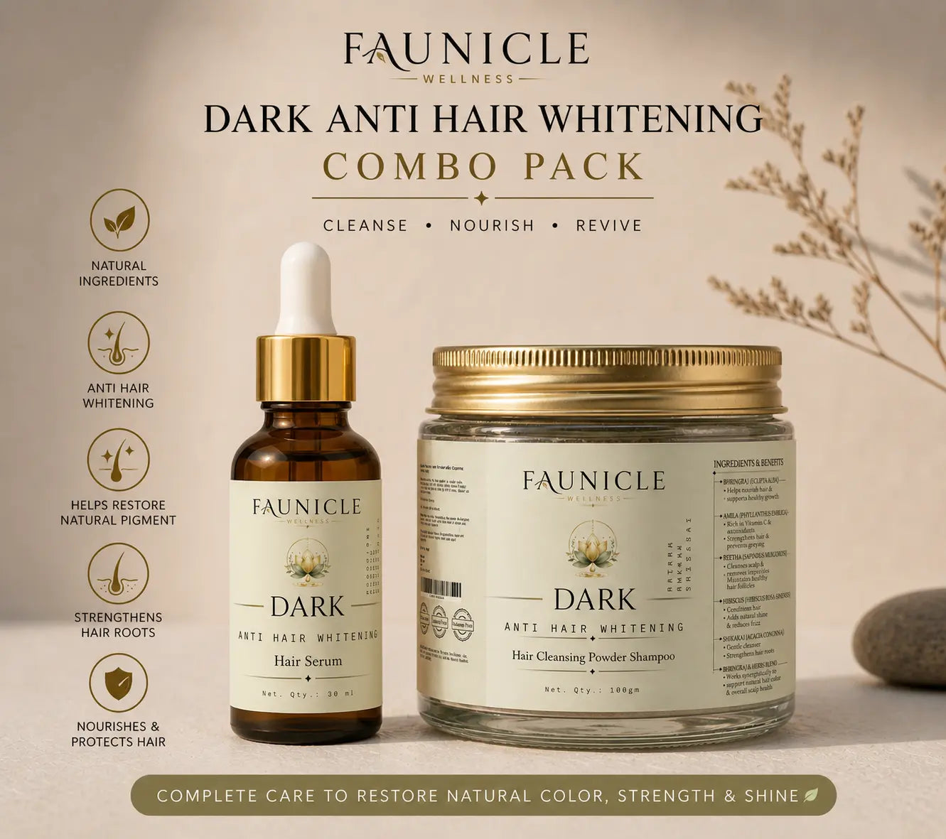 Dark: Anti Whitening Hair Cleansing Ritual - Cleansing Powder + Activation Serum