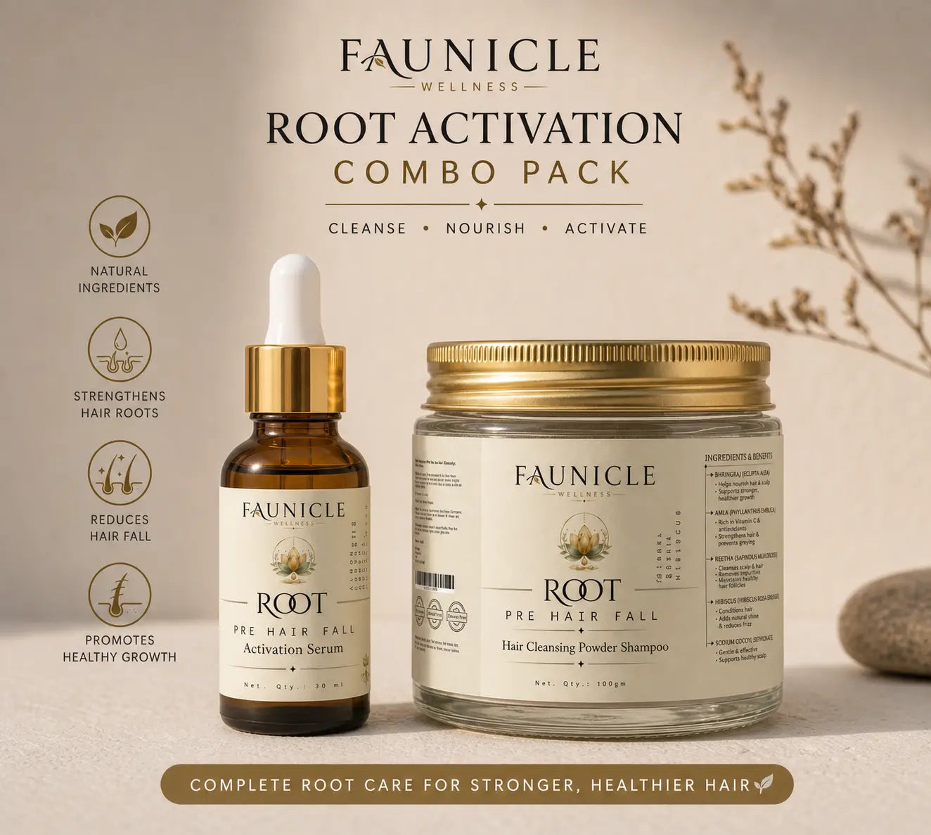 Root: Hair Fall Control - Cleansing Powder and Activation Serum Combo